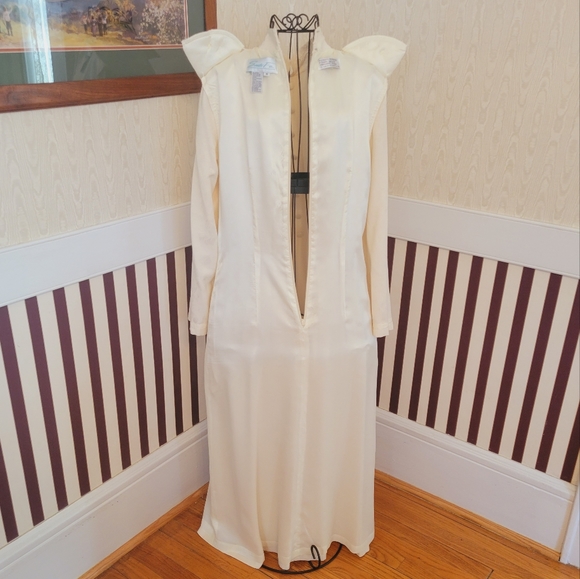 Karin Stevens Santa Fe Off White Pleated Vintage Dress Size 10 - Picture 11 of 13
